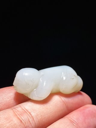 |清 和田玉籽料 白玉 童子 吊坠 挂件