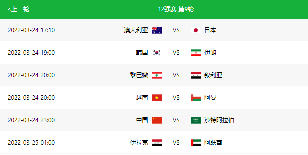 世界杯|2022年世界杯预选赛沙特赛程表