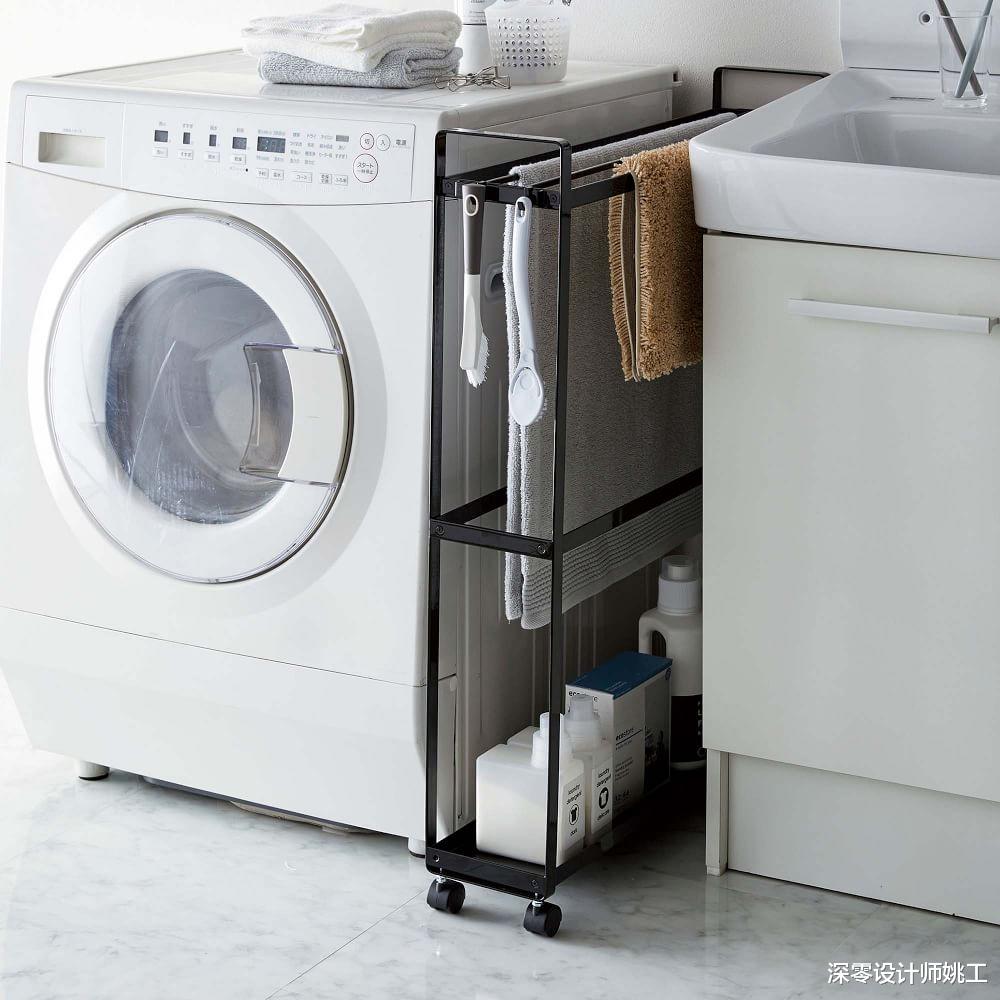 从没后悔，在洗衣机旁的缝隙装个可抽拉窄柜，收纳能力是真的强
