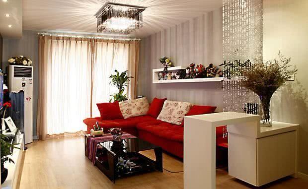 82㎡简约婚房完工,这配色喜庆又应景,连橱柜都是大红色的!