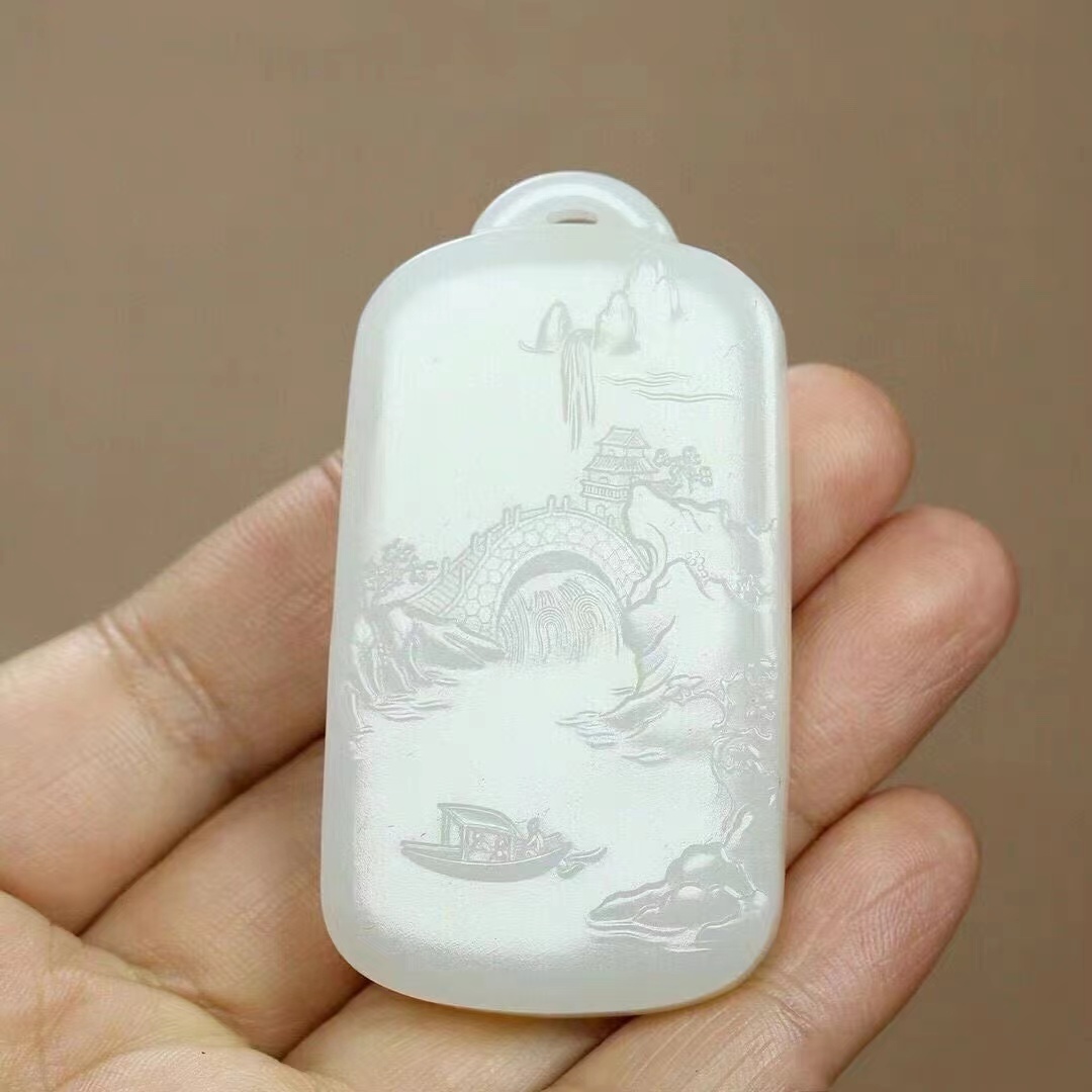 |和田玉意境山水牌