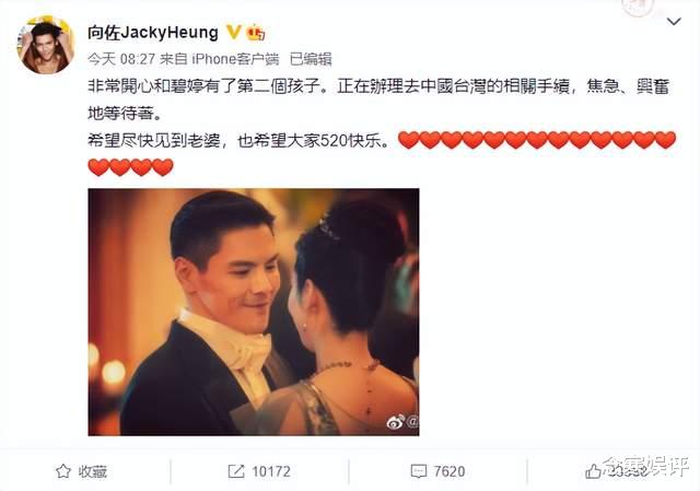 郭碧婷|向佐宣布郭碧婷怀上二胎，在分享喜悦的同时，也表明了爱国立场