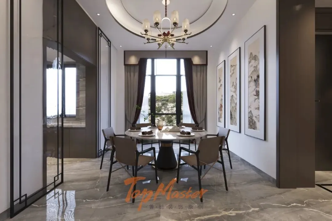 【鲁班装饰】倚澜苑420㎡新中式风格,禅意浓浓。