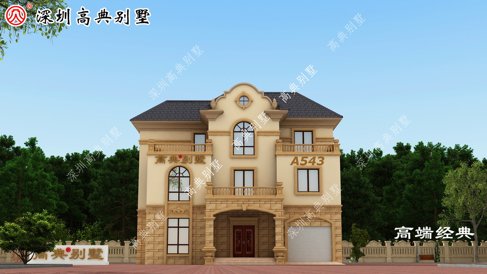 门廊横向延伸，搭配尖顶和飘窗，越看越好看