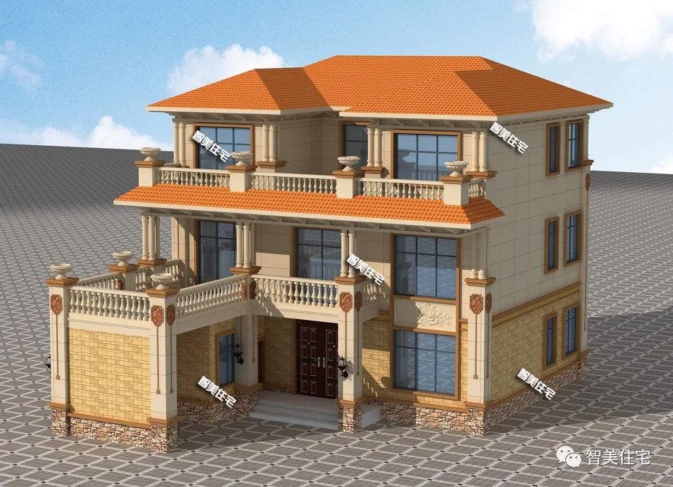 厨房单独建,颜值高的农村简欧别墅,十个人中九个人都想要一栋