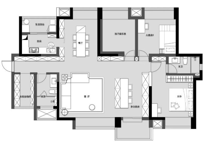 135平现代简约,客厅和书房相连,最大化利用空间!