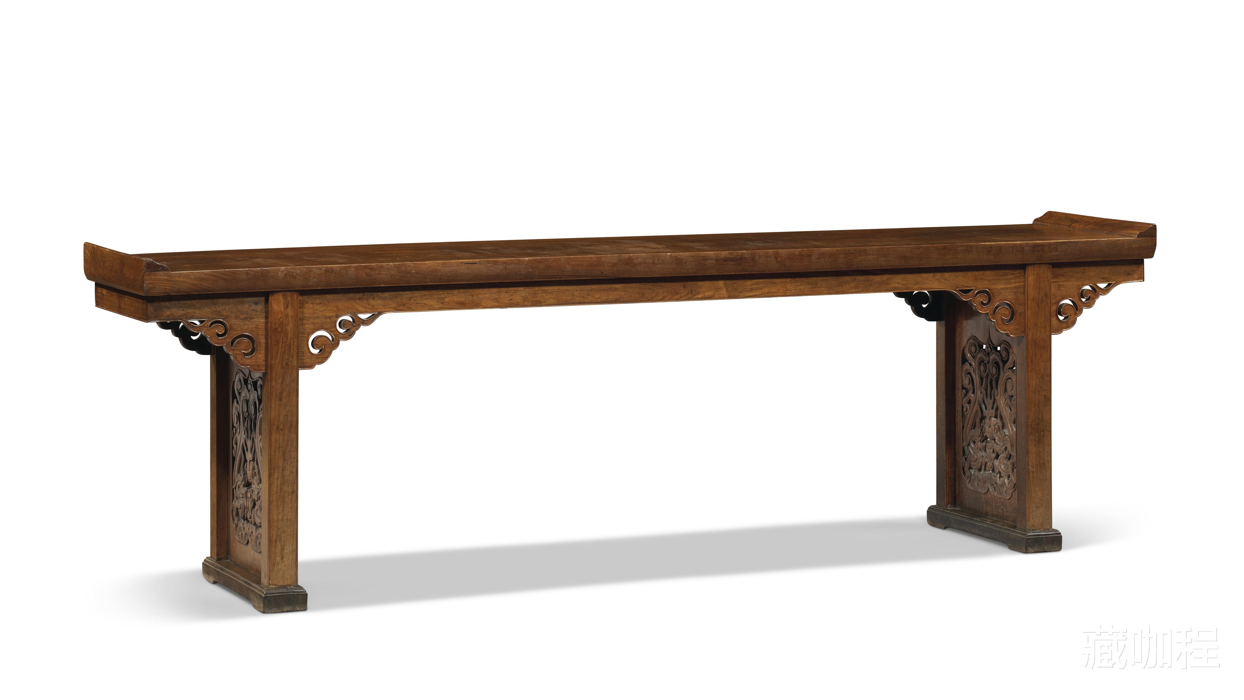 |云头滚滚、仙气飘飘,黄花梨翘头大案踩铁力托泥