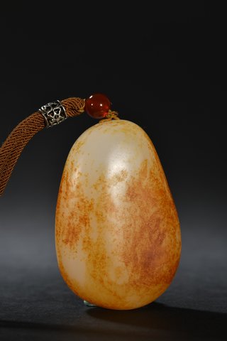 星月菩提|和田玉籽料原石雕观音把件