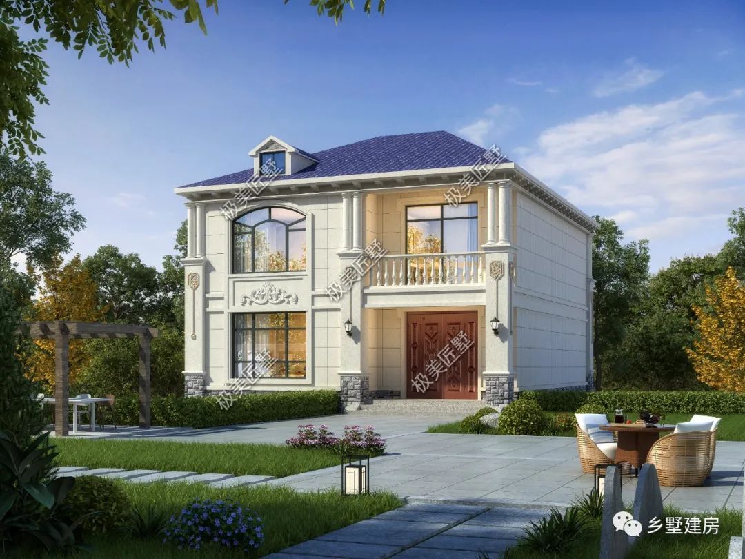 占地10.3X11.5米,实用性二层精美欧式自建房,它来咯