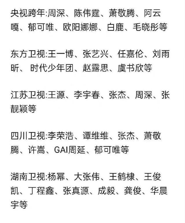 跨年|跨年“忙人”多，周深成香饽饽、张杰两边倒，湖南卫视演员非常多