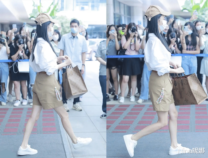 穿衣搭配|佟丽娅真不把自己当明星！衬衫短裤赶机好朴素，大批粉丝接机人气旺