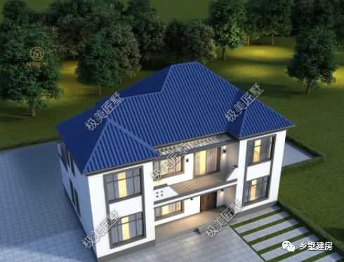 开间16米进深11米，新中式风格自建房，简约不失大气