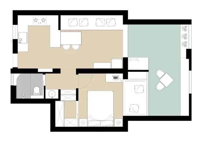 麻雀虽小五脏俱全，这套40平的小公寓，一眼望去全是设计亮点