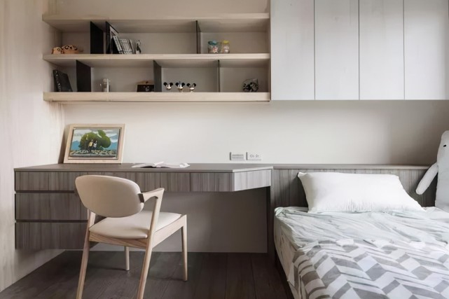 不用专门预留书房了,卧室一体化设计,实用又节省空间