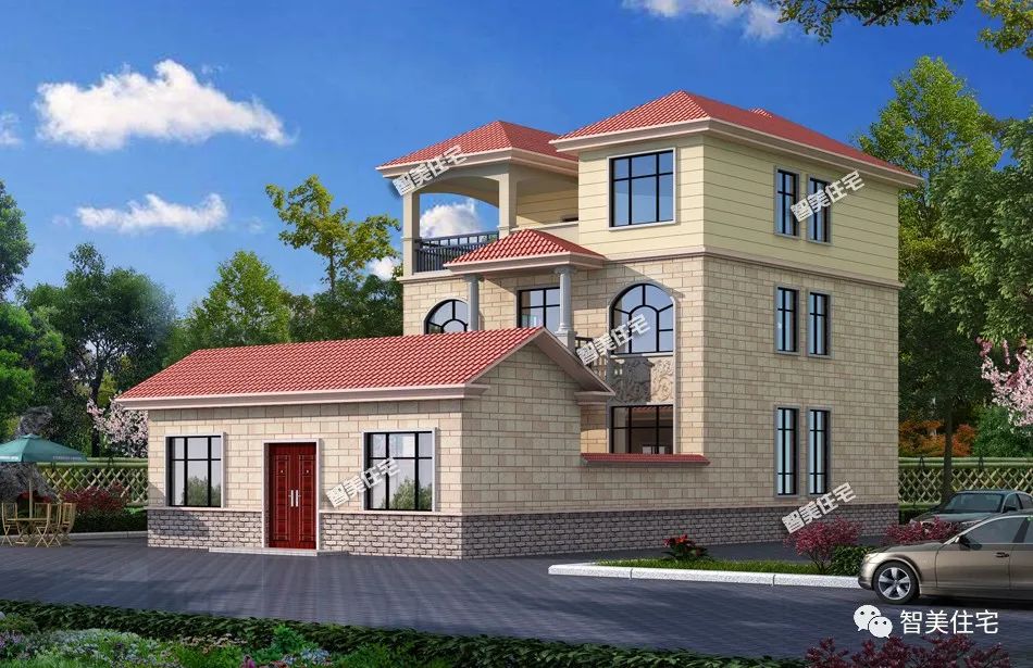 带附属房和大庭院设计，这栋别墅真好看，专给大宅基地准备的福利