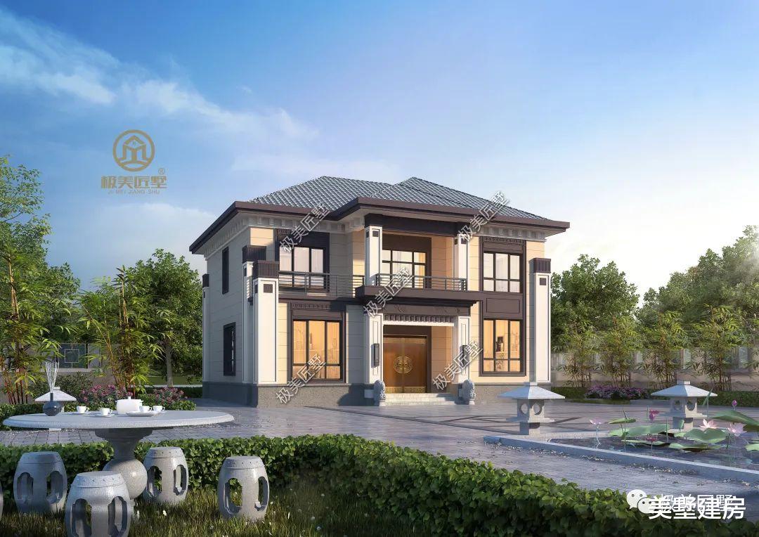 二层别墅如何设计,新中式风格就很不错,稳重实用接地气!