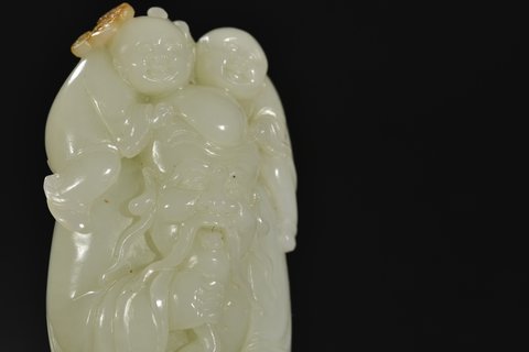 翡翠|和田玉籽料寿仙翁祝寿摆件