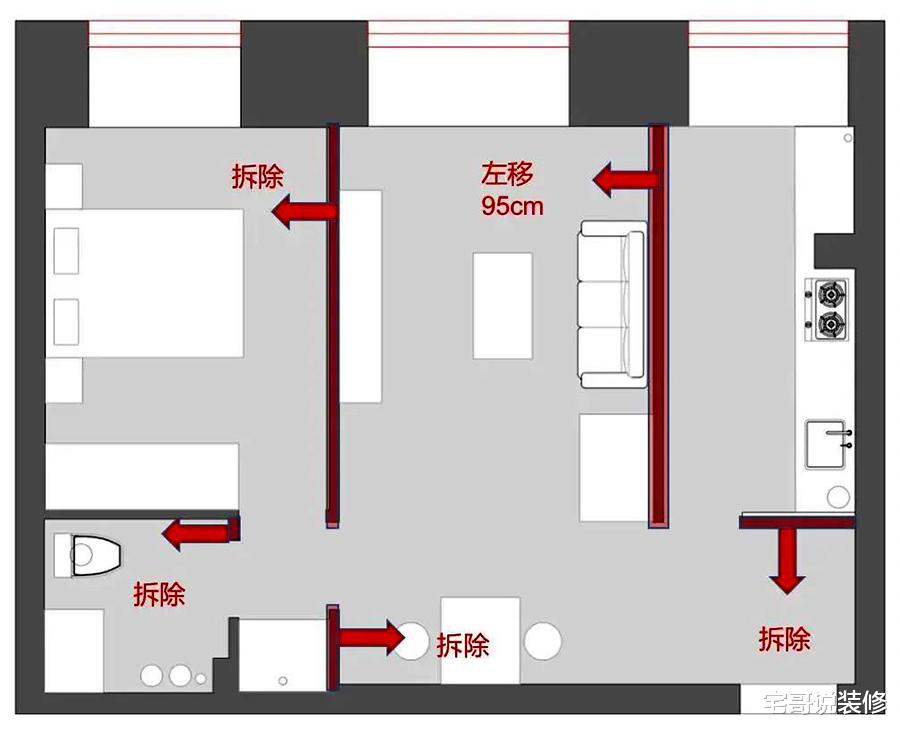 一家3口挤46㎡小家,设计师巧妙从各处“偷”空间,1居变2居,真牛