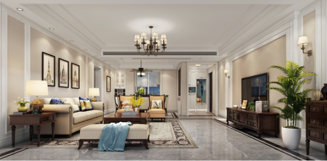 215平没有太多造作的修饰,成就休闲式的浪漫美式风