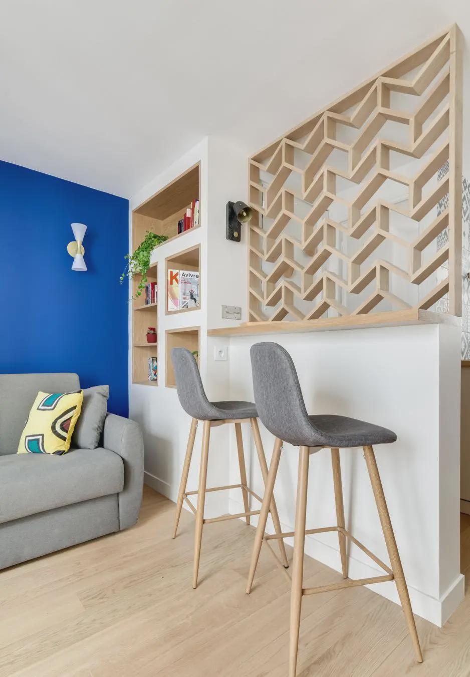 除了首付钱都用在装修上,单砌隔断又当吧台用,46㎡公寓也温馨