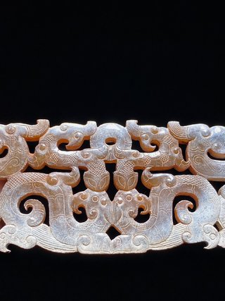 |明以前 和田玉钙化受沁 龙凤纹 玉珮 挂件