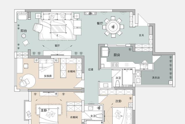 看了这套162的大平层后,感觉高级和奢华并没那么重要,而是清爽