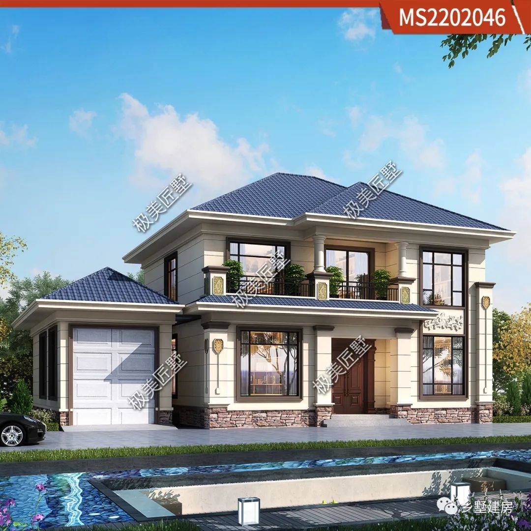 农村建房,17.34X11.44米二层简欧惊艳亮相,烹牛宰羊来相贺