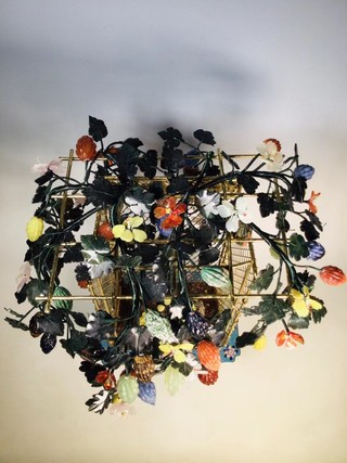 盆景|景泰蓝玉石盆景福瓜架子盆景一对