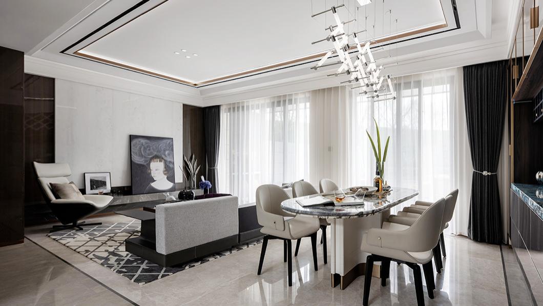 413㎡现代轻奢大宅，雅奢藏蓝显静室繁华