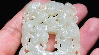 安徽|清乾隆御赏 和田玉籽料 白玉 螭龙纹韘形佩 鸡心佩