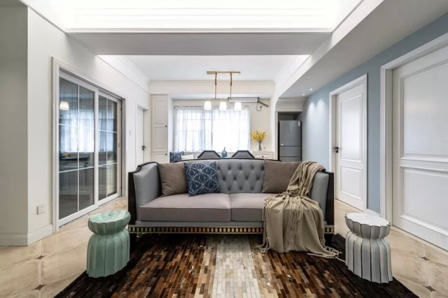 74㎡现代美式风二居室,给予空间自然清新之风,让生活更富格调