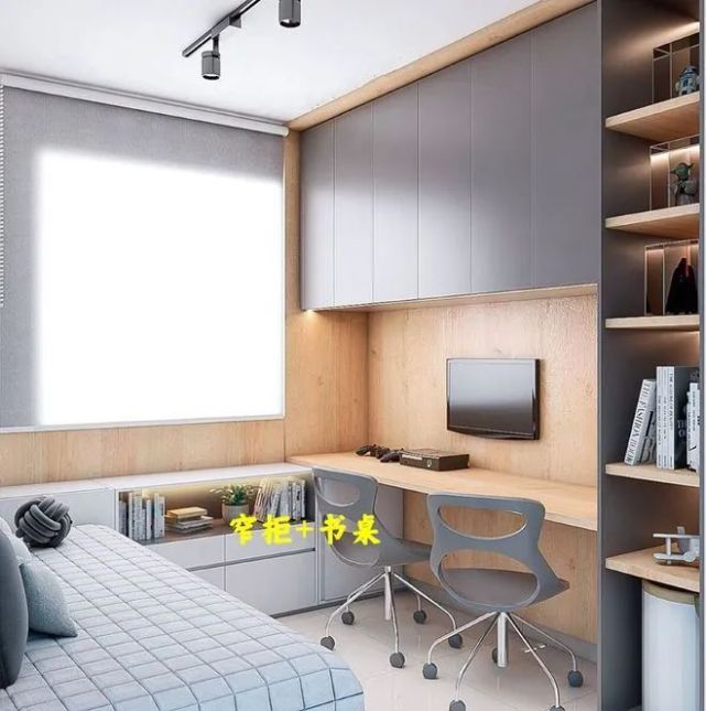 床边墙角别做衣柜了，用转角桌代替更实用，一半梳妆台，一半书桌