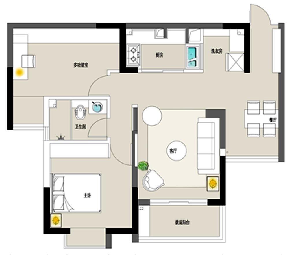 82平的简约风小户型二居室,半墙隔断带来更好采光