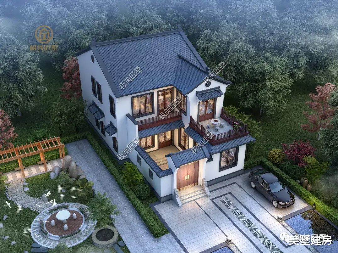 带小院的中式设计，这样建经典不过时，人见人夸！