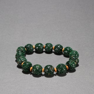 钱币|旧藏 干青翡翠钱币纹手串