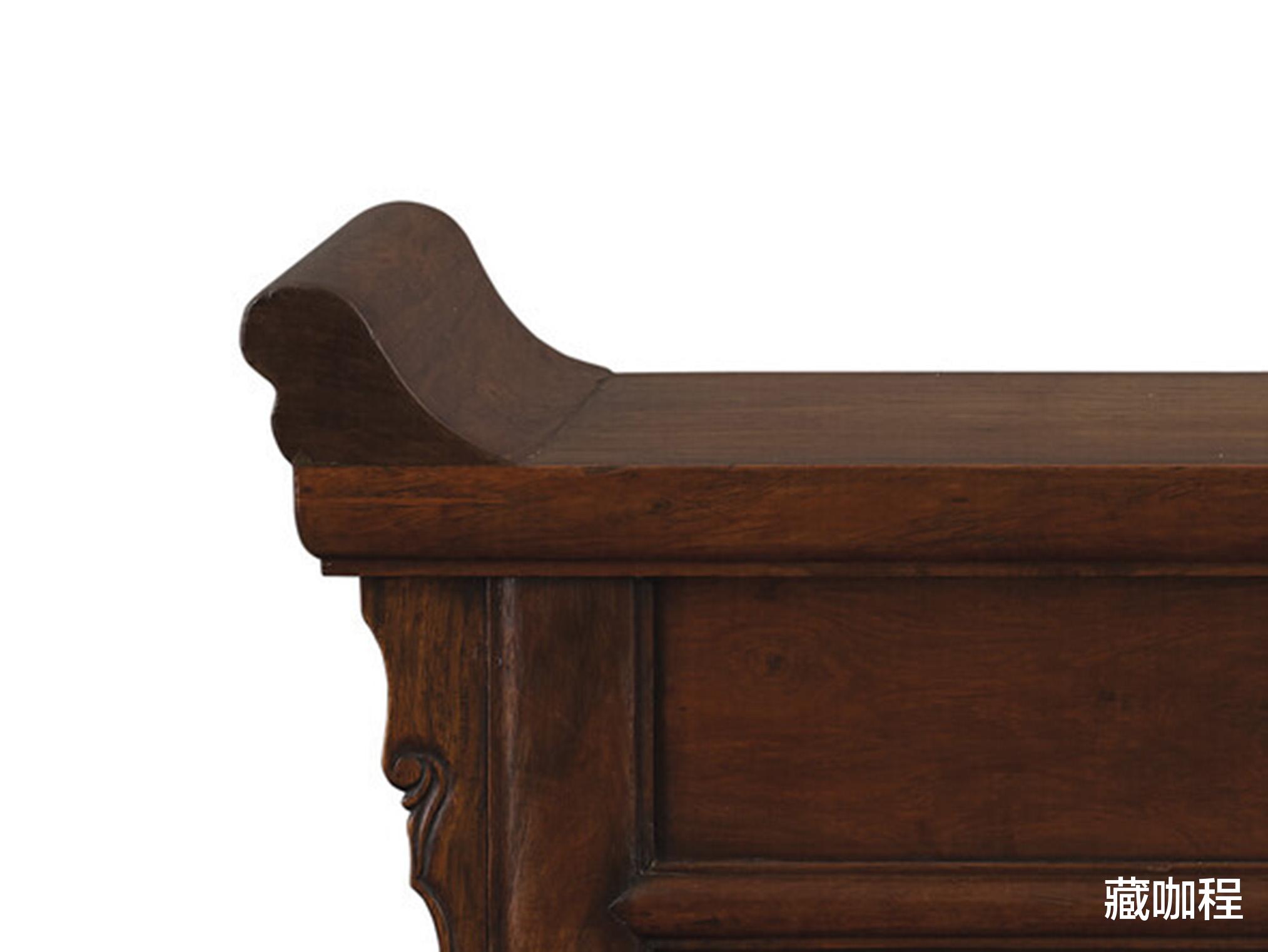 |独板面、高翘头，明代黄花梨炕案带三个抽屉