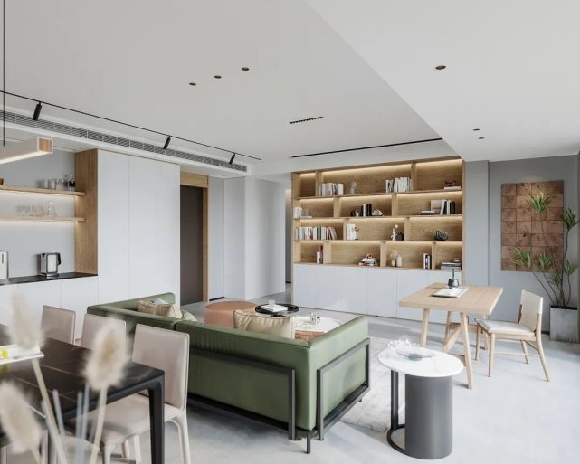 133平三居室不做电视墙,改做定制书柜,拉升生活品质!