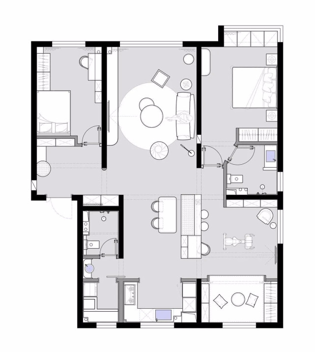 142平现代二居室，将黄色玩明白了