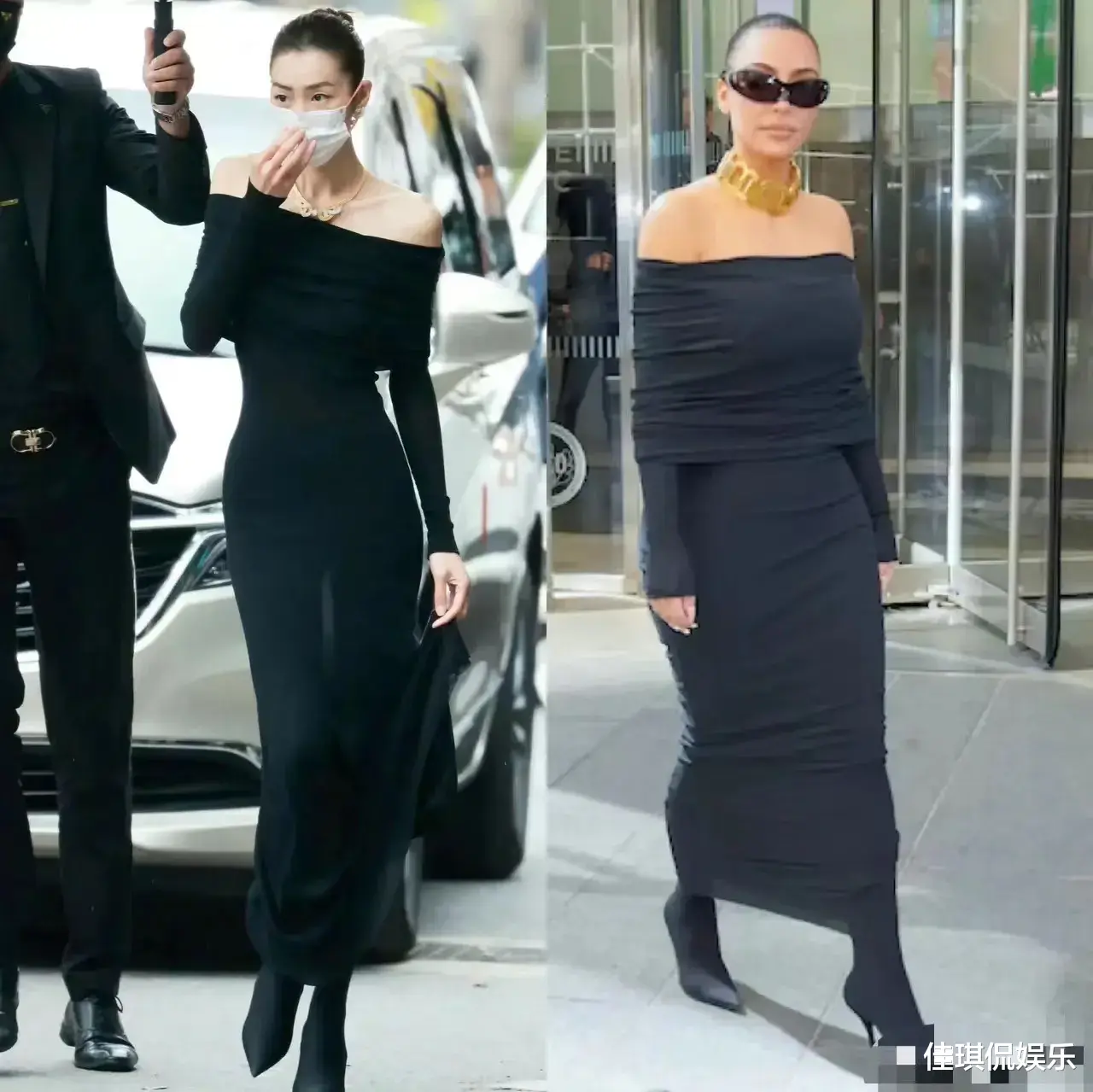 金·卡戴珊|同样的黑裙子,穿在刘雯和卡戴珊身上,这差异也太大了吧!