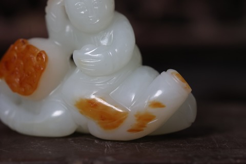 |舊藏和田玉籽料“枣红皮 虎皮童子”