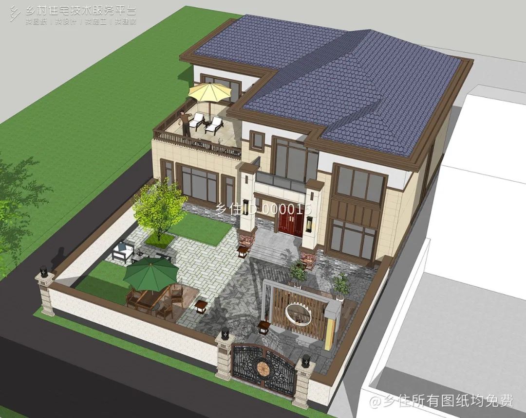 乡住科技免费图纸精选8款带庭院别墅自建房图纸有庭院的房子才是真正的乡村田园生活