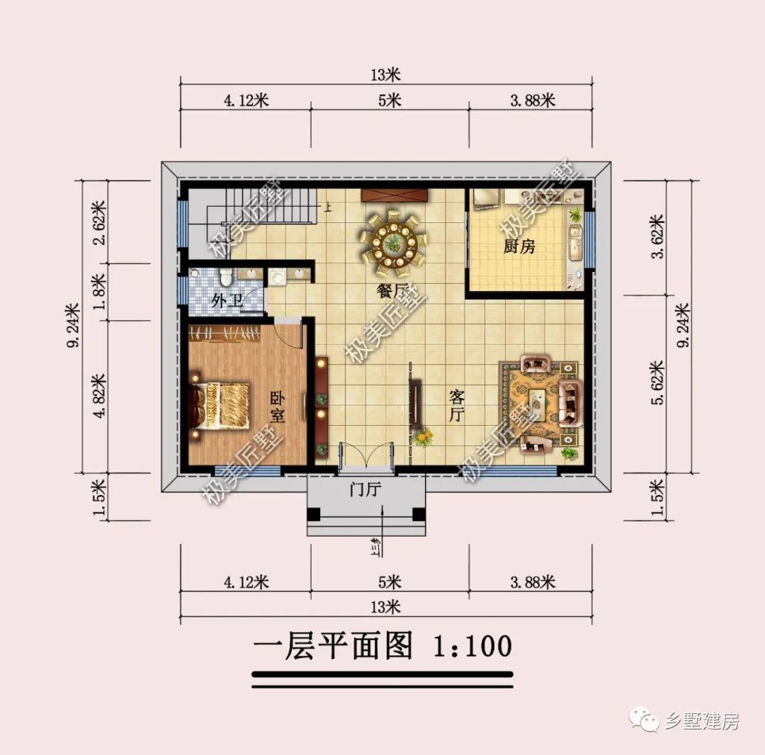开间13米,建栋不一样的三层自建房,清水红砖独具匠心