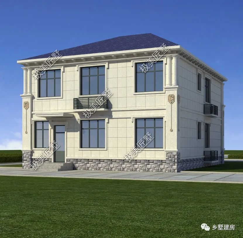 占地10.3X11.5米,实用性二层精美欧式自建房,它来咯