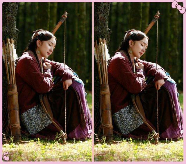 杨幂|杨幂晒射箭照，手拿弓箭姿势帅气，一条高腰紧身裤展现完美好身材