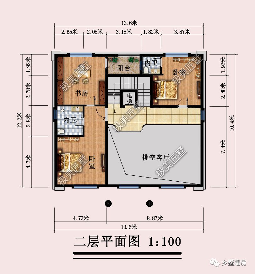 别墅|13.6X10.4米占地166平，家里有足够大的宅基地，选它准没错