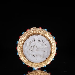 |回流【银鎏金镶嵌和田玉 福鹿】香囊