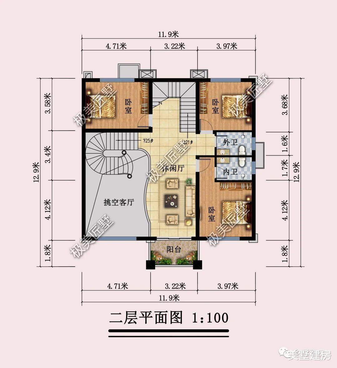 开间12米进深11米，斜坡简欧风格别墅，设计感十足，不看一定会后悔的户型！