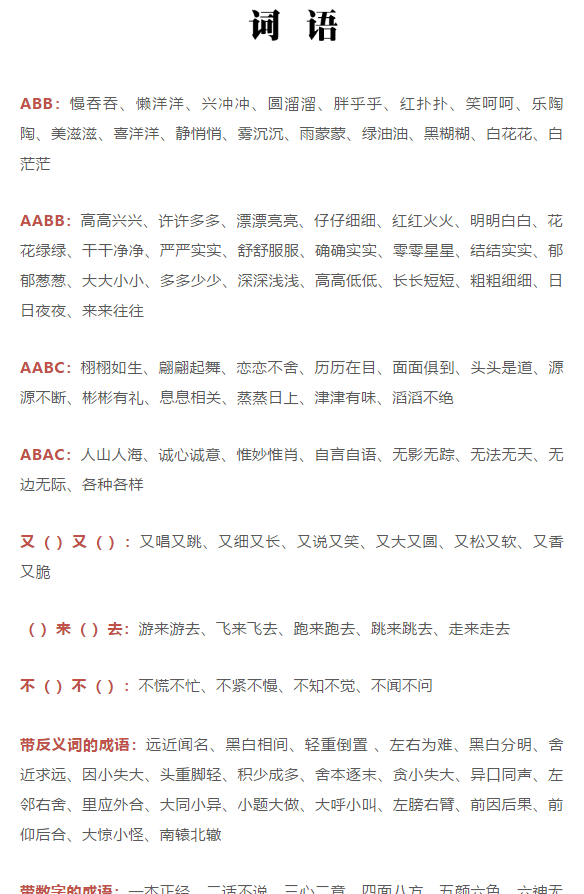 中小学|初中语文资料：超全的语文词语句型等知识素材