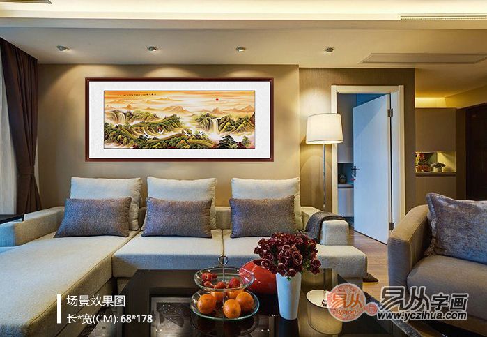 客厅墙上挂画,这样悬挂,打造出别具的视觉美感