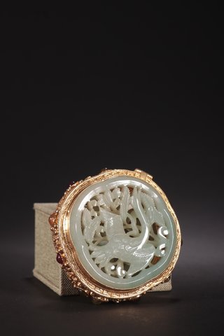 翡翠|回流-银鎏金镶玉“一路连科”香囊